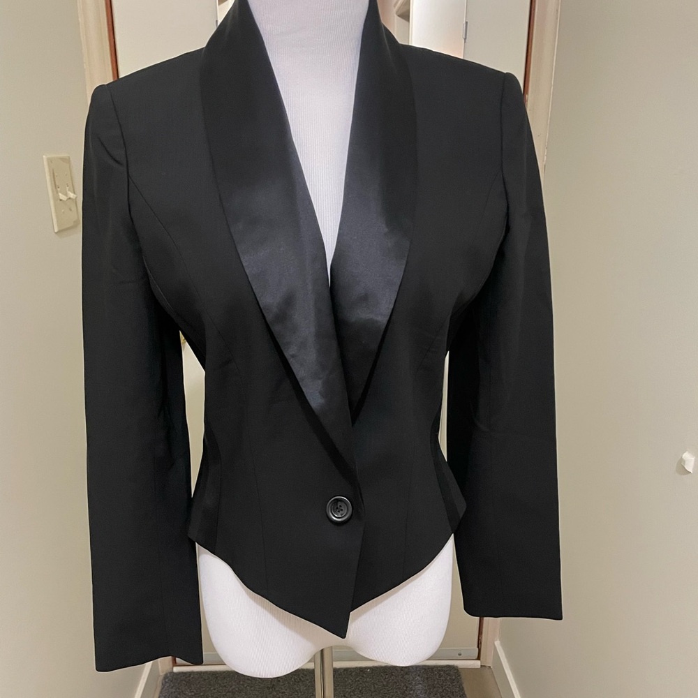 Stunning Loewe Black Satin Lapel, open back Blazer